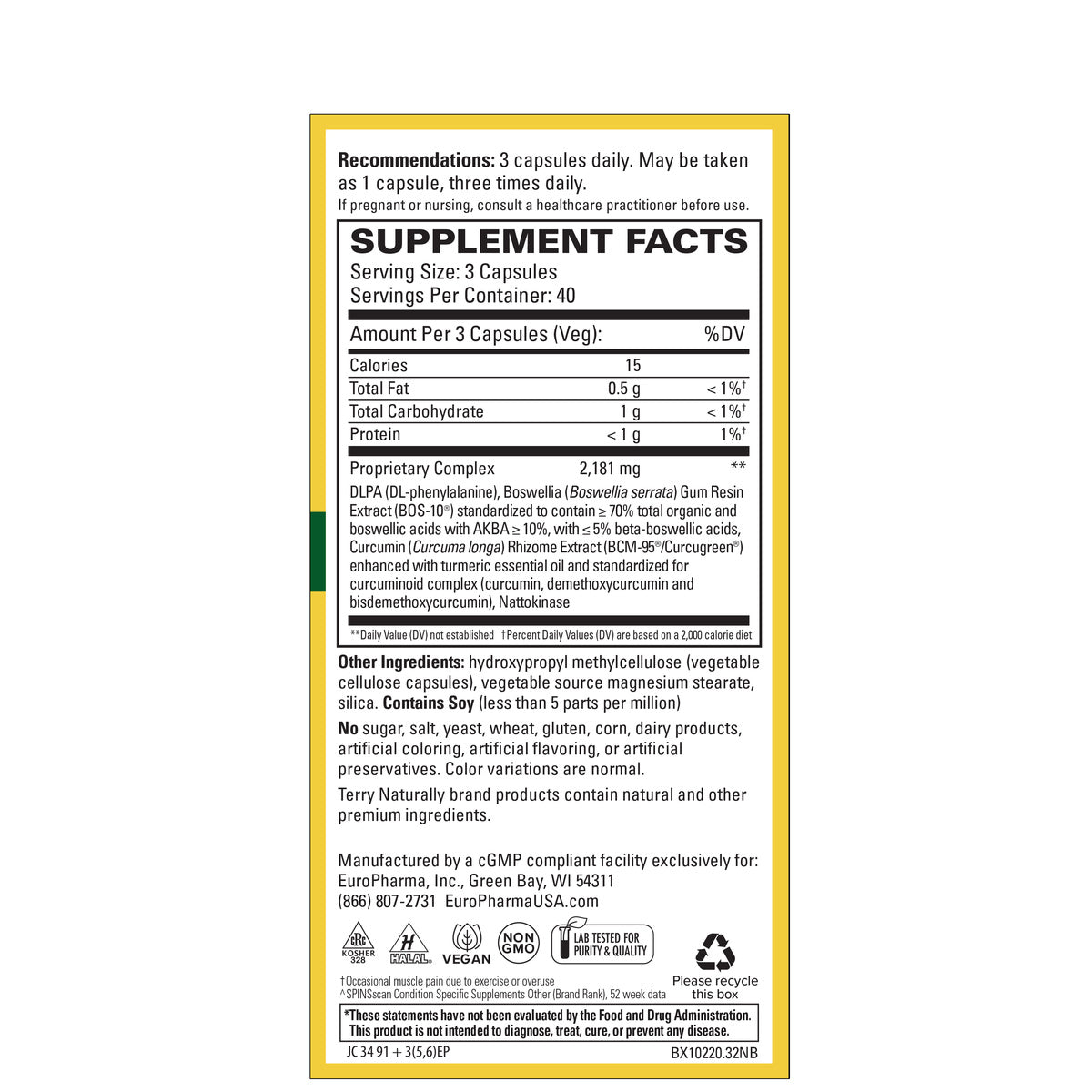 Terry Naturally Curamin Pain Relief 120 Capsules