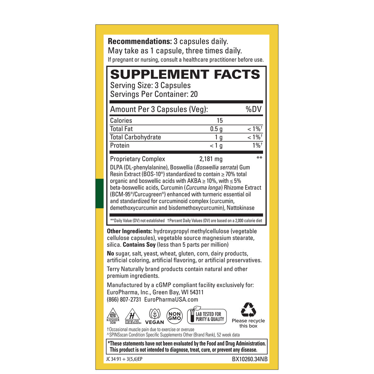 Terry Naturally Curamin Pain Relief 60 Capsules