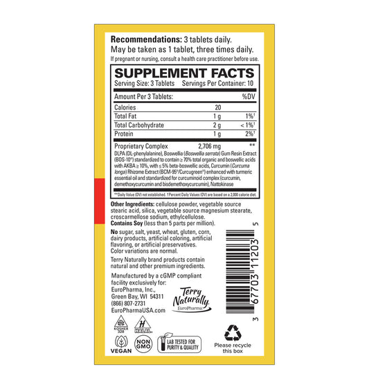 Terry Naturally Curamin Extra Strength Pain Relief 30 Tablets