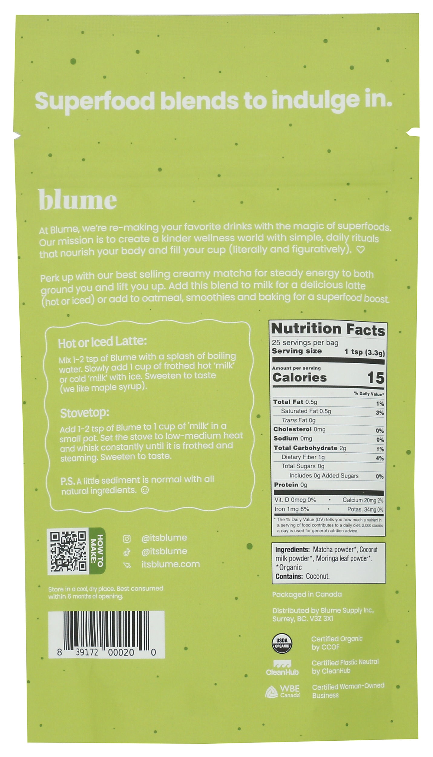 Blume Latte Coconut Matcha