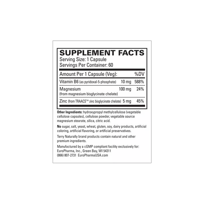 Terry Naturally BioActive Magnesium Complex w/ P-5-P and Zinc 60 Capsules