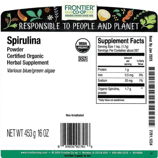 Frontier Co-op Spirulina Powder Organic 1 lb