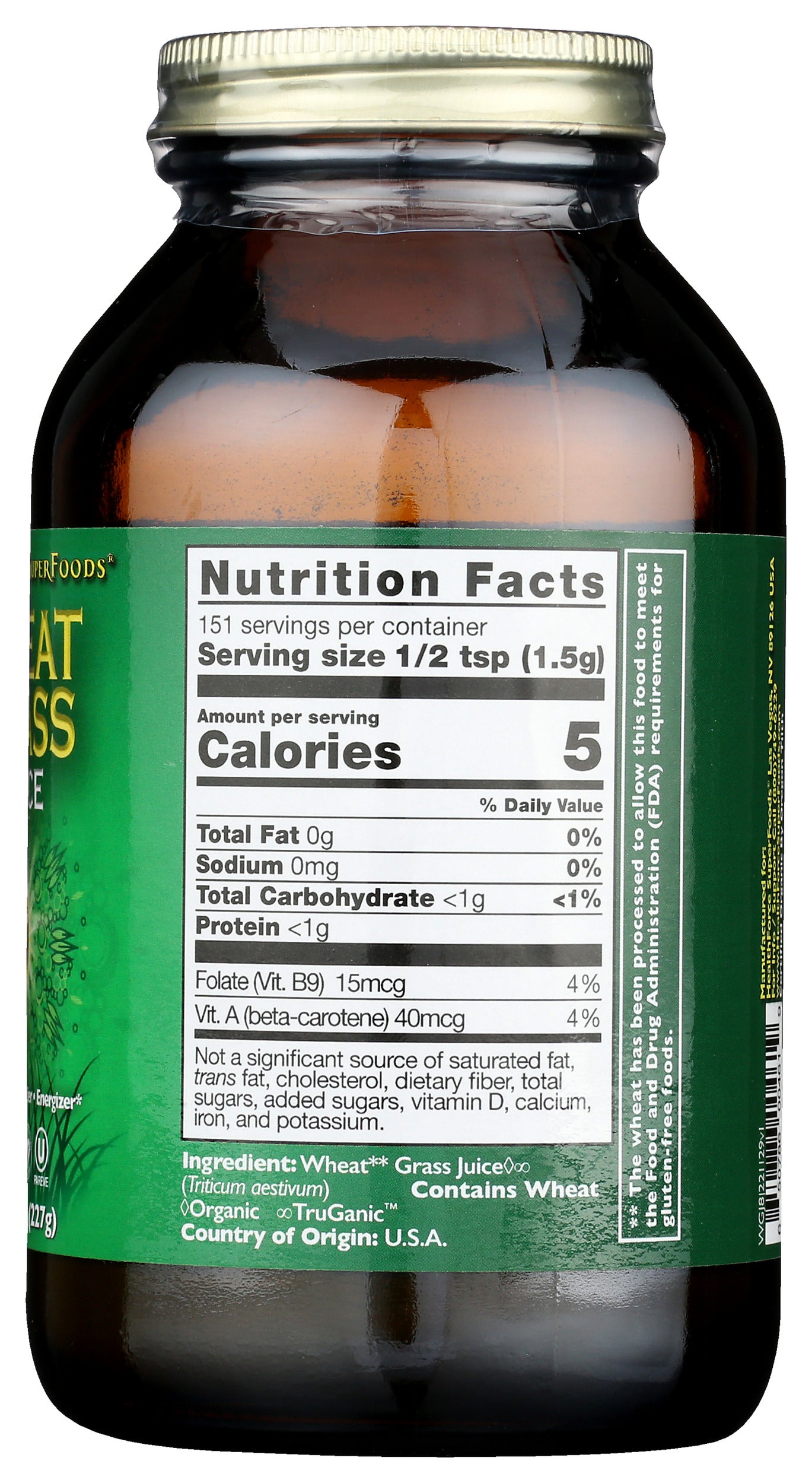 HealthForce SuperFoods Wheat Grass Juice 8 oz