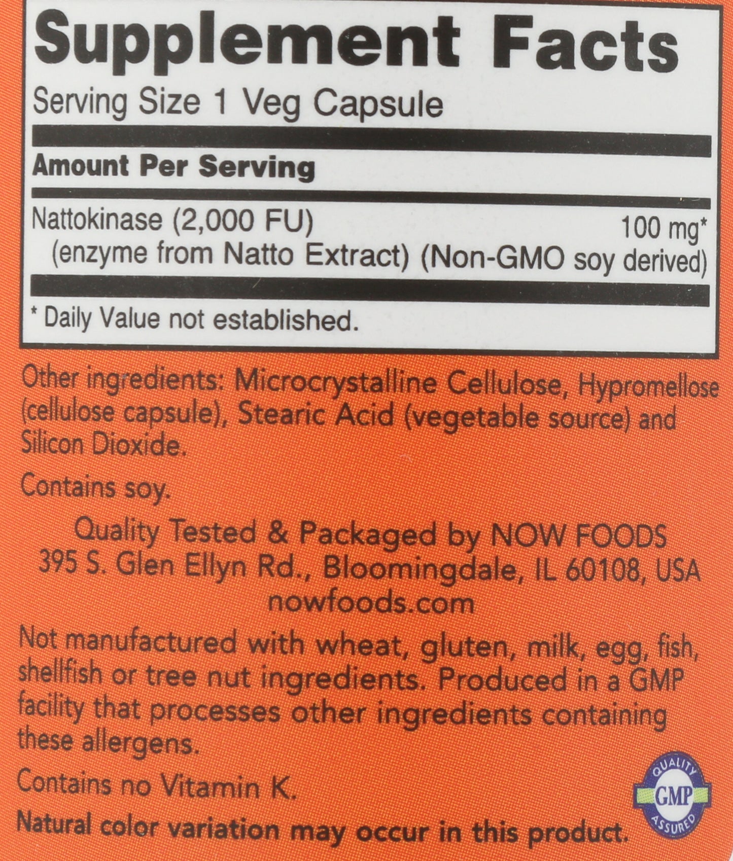 NOW Nattokinase 100 mg 60 Veg Capsules