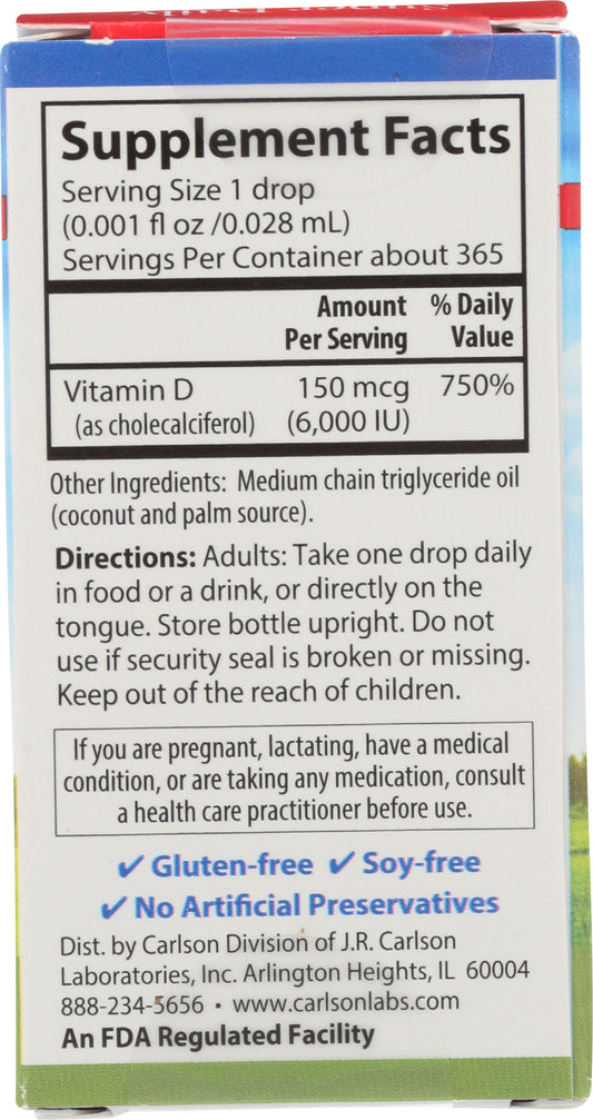 Carlson Super Daily D3 Liquid Vitamin D 6000 IU 0.35 fl oz