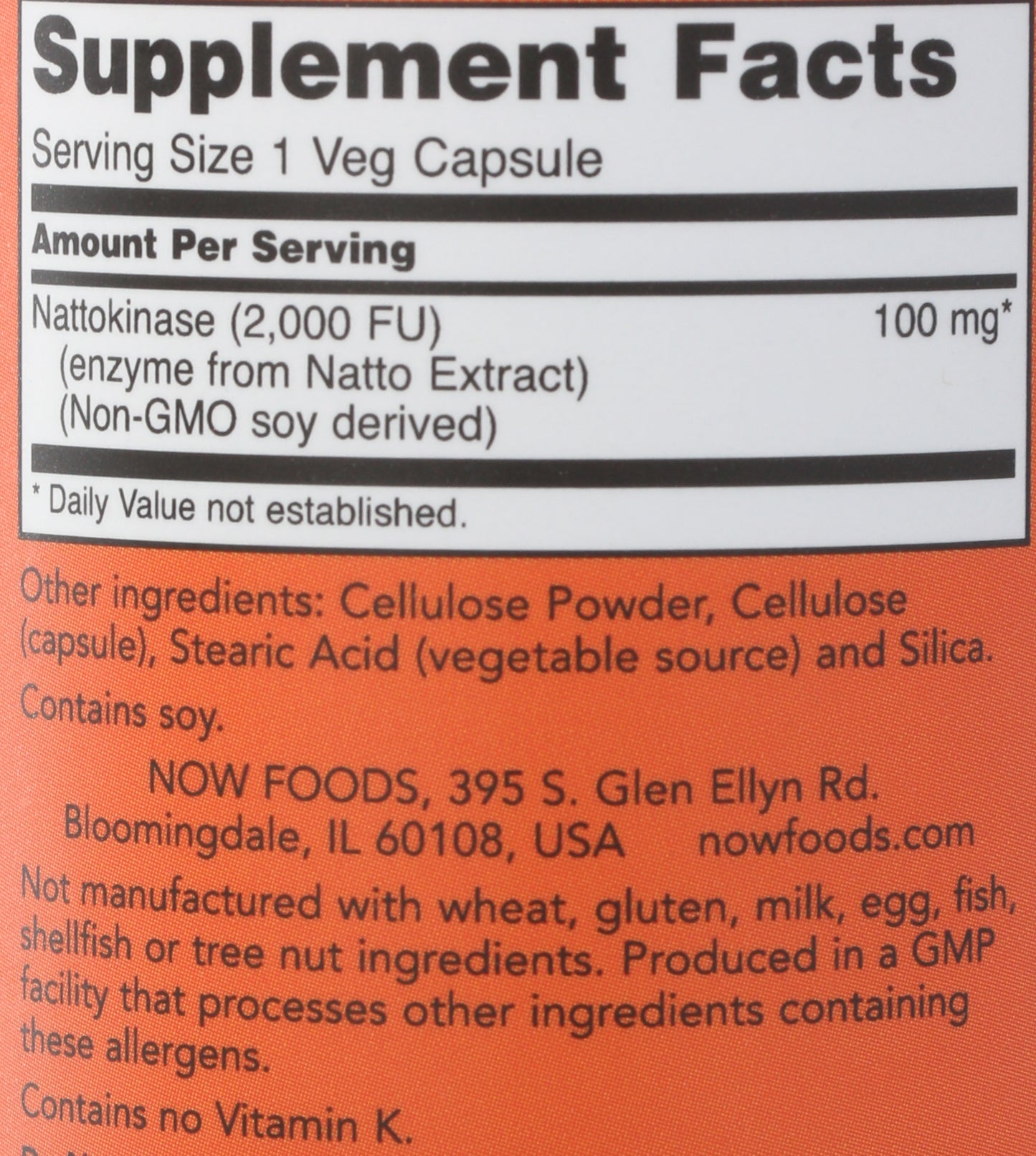 NOW Nattokinase 100 mg 120 Veg Capsules