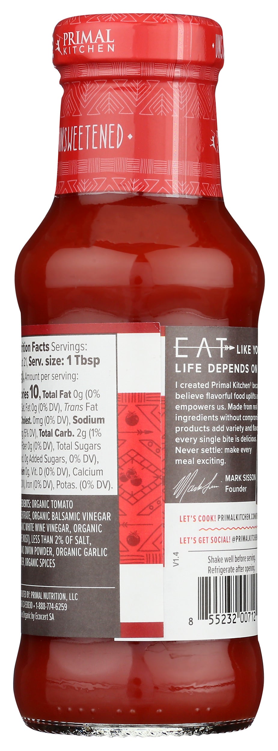 Primal Kitchen Organic & Unsweetened Ketchup 11.3 oz
