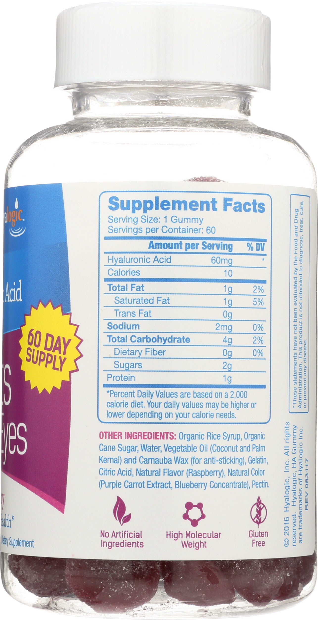 hyalogic Hyaluronic Acid Berry Flavor 60 Gummies