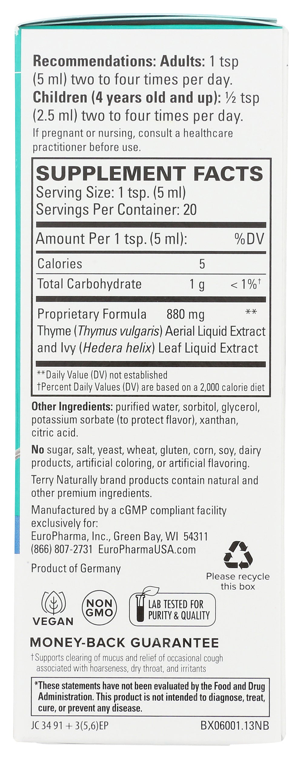 Terry Naturally Bronchial Clear Syrup 3.4 fl oz