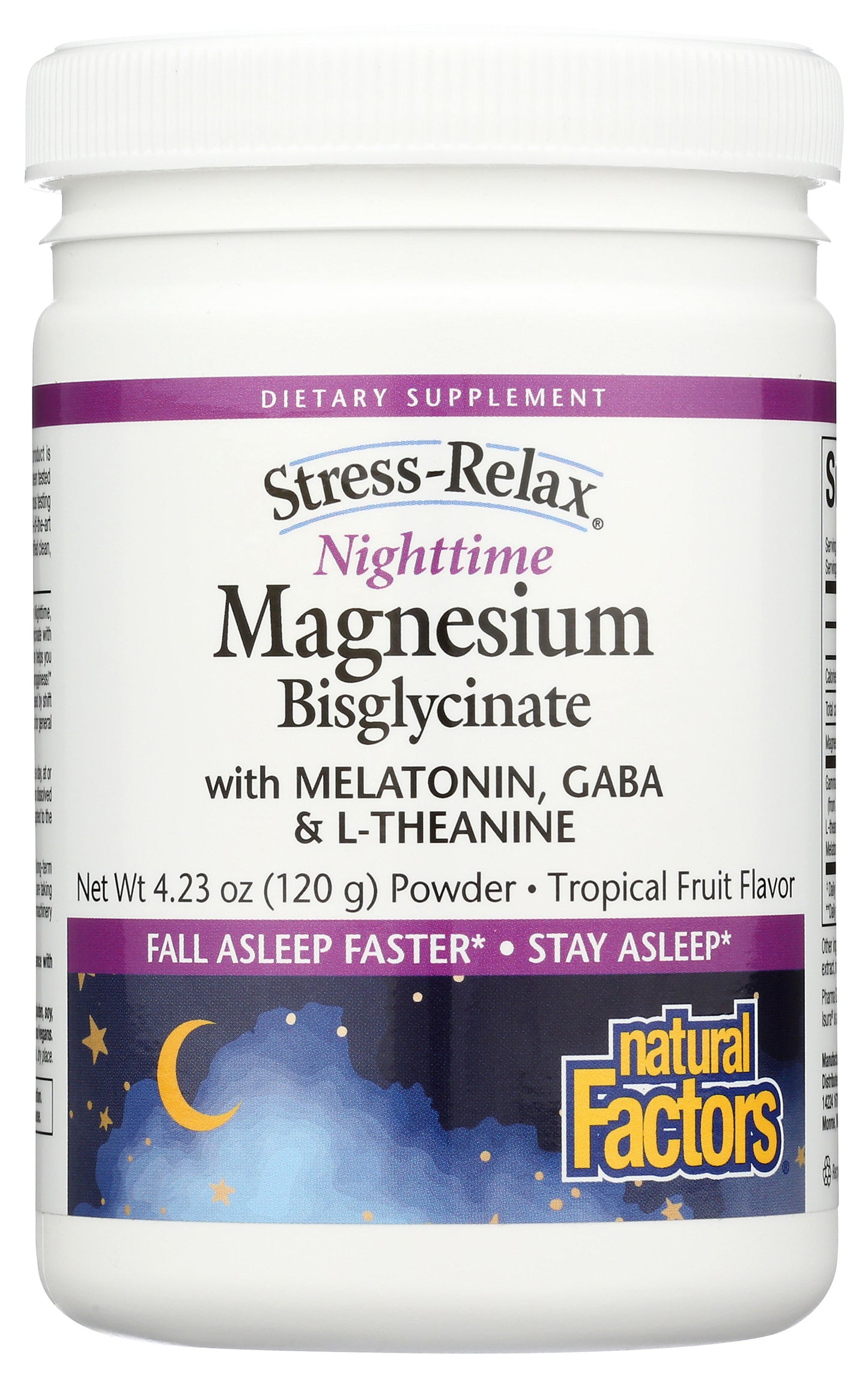 Natural Factors Nighttime Magnesium Bisglycinate with Melatonin, GABA, & L-Theanine 120g