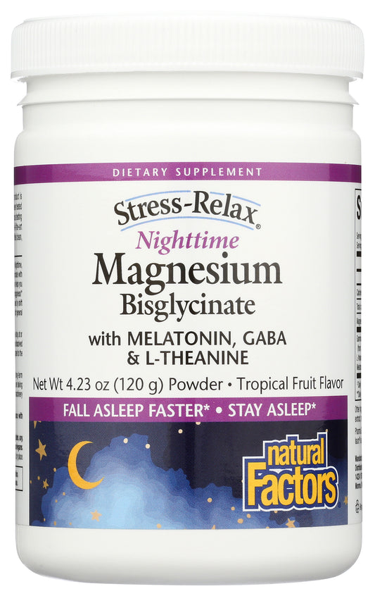 Natural Factors Nighttime Magnesium Bisglycinate with Melatonin, GABA, & L-Theanine 120g