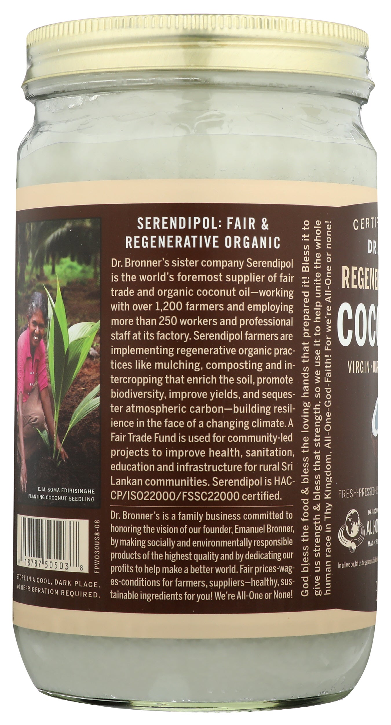 Dr. Bronner's Whole Kernel Virgin Coconut Oil 30 fl oz