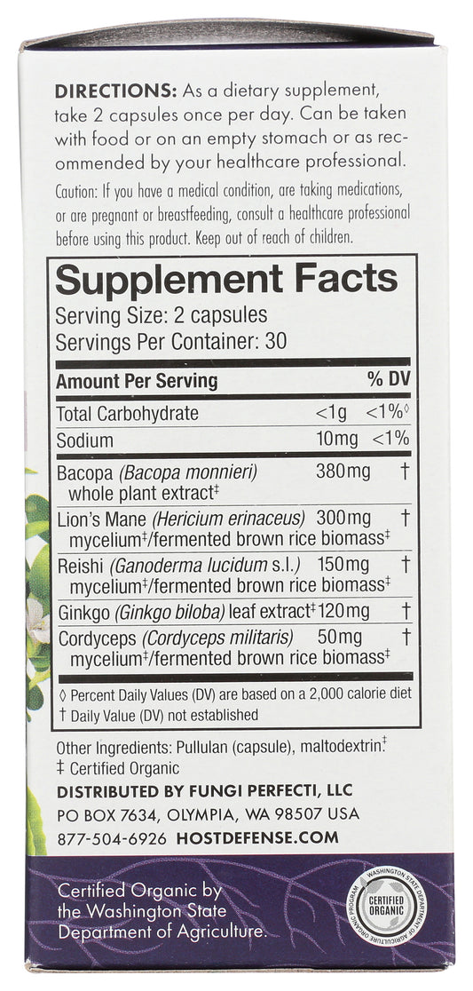 Host Defense Mushrooms Mycobotanicals Brain 60 Capsules