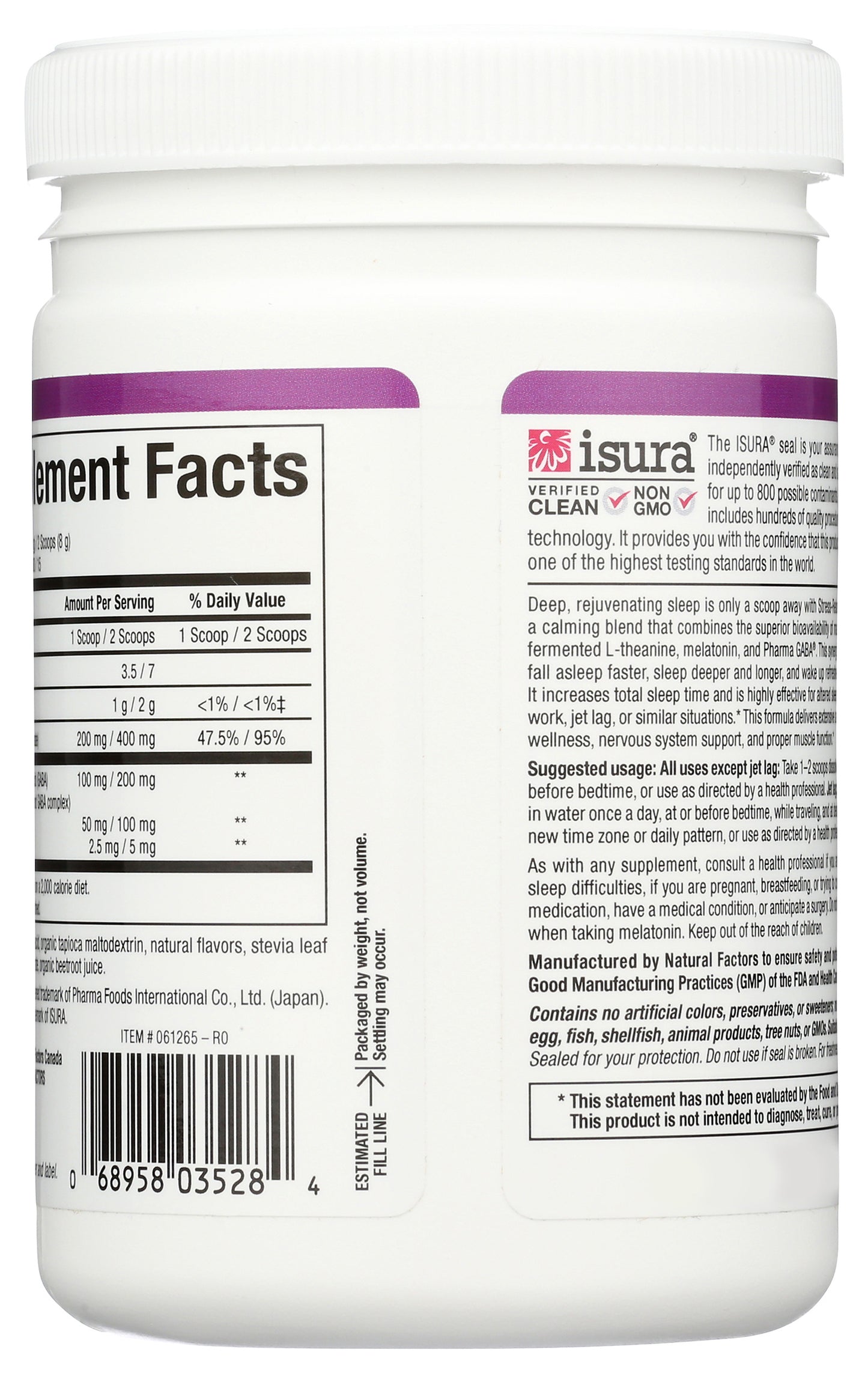 Natural Factors Nighttime Magnesium Bisglycinate with Melatonin, GABA, & L-Theanine 120g