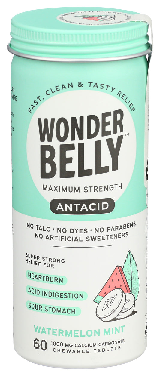 Wonderbelly Antacid Watermelon Mint 60 Chewable Tablets