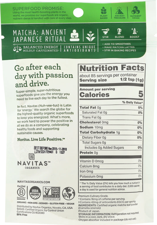 Navitas OG Matcha Powder 3 oz