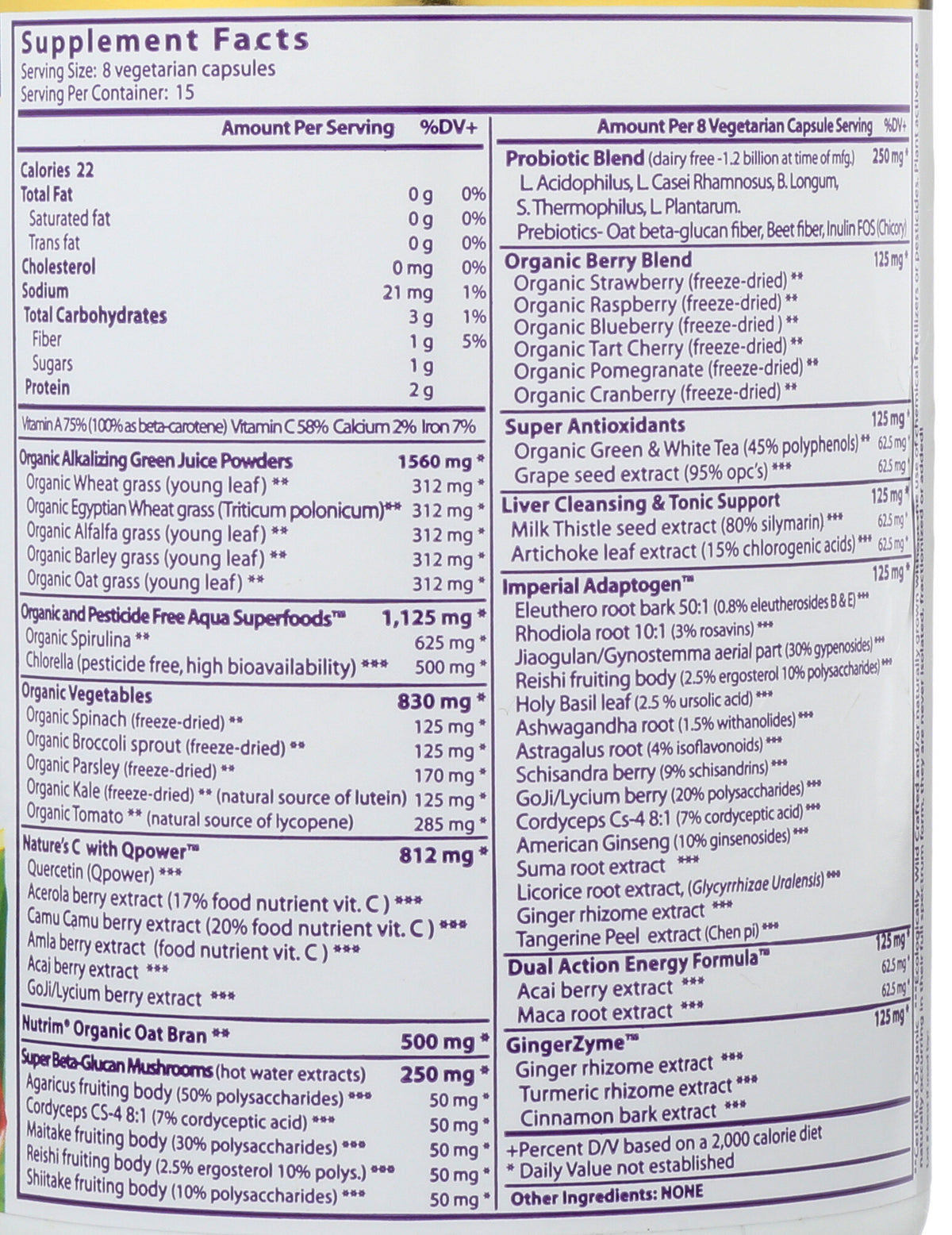 Paradise Herbs Orac Energy Greens 120 vc