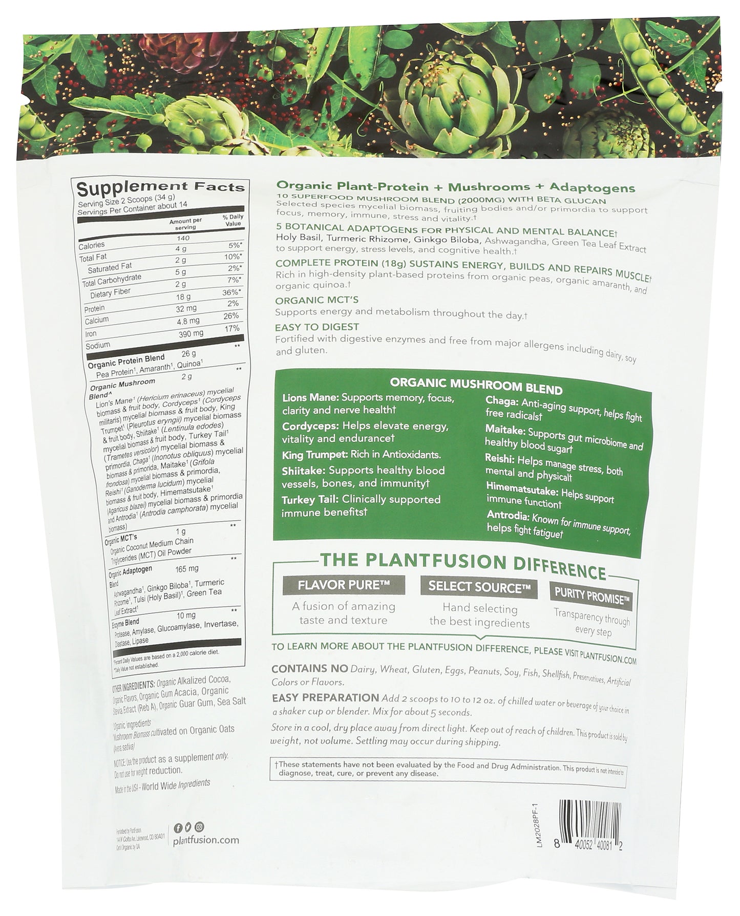 Plant Fusion Mushroom Protein OG Chocola