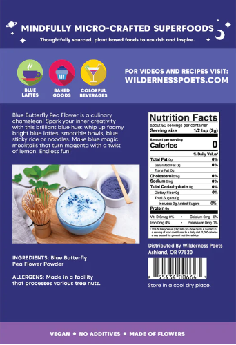 Wilderness Poets Blue Butterfly Pea Flower Powder