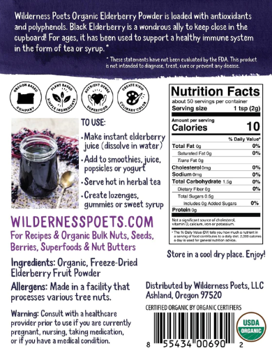 Wilderness Poets Freeze Dried Elderberry Powder 3.5 oz
