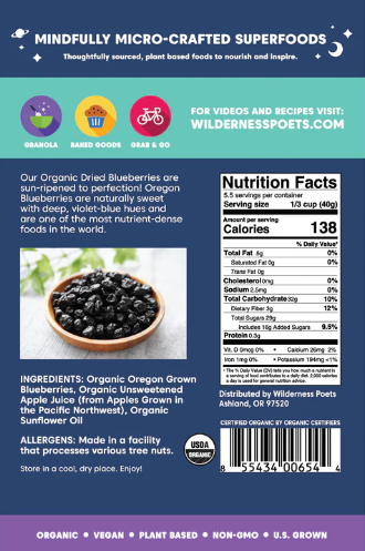Wilderness Poets Oregon Blueberries 8 oz