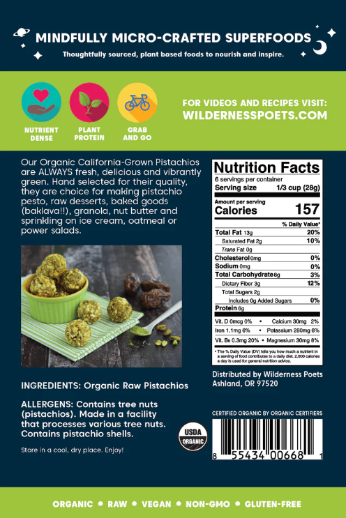 Wilderness Poets California Pistachios 6 oz