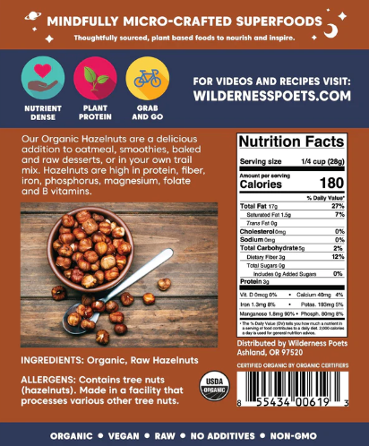 Wilderness Poets Oregon Hazelnuts 8 oz