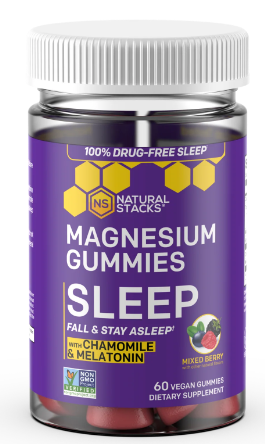 Natural Stacks Magnesium Gummies Sleep with Chamomile & Melatonin 60 Vegan Gummies