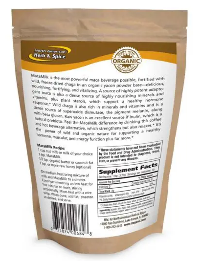 North American Herb & Spice Organic MacaMilk Drink Mix 100g