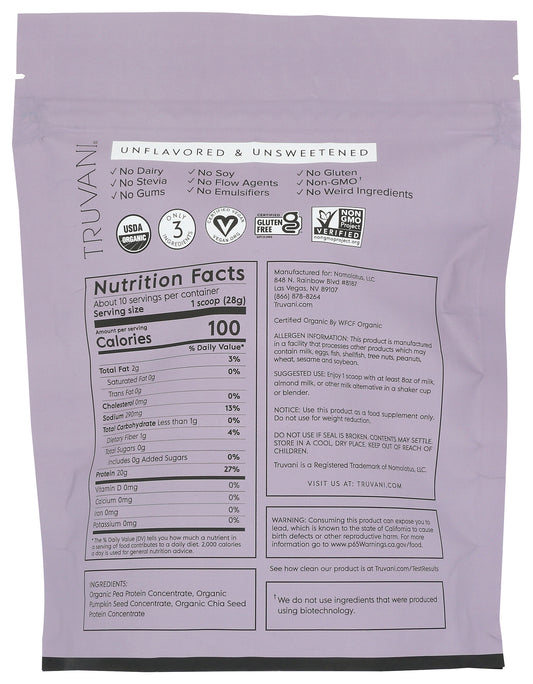 Truvani Unflavored Protein 9.8oz
