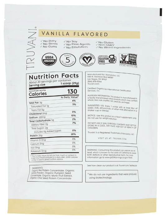 Truvani Vanilla Protein 1.48lb