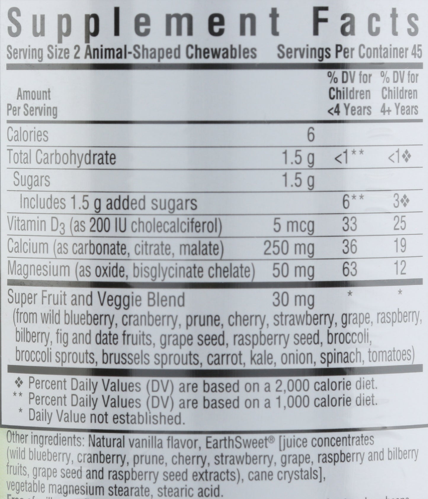 BLU Rainforest Animalz Calcium 90 ct