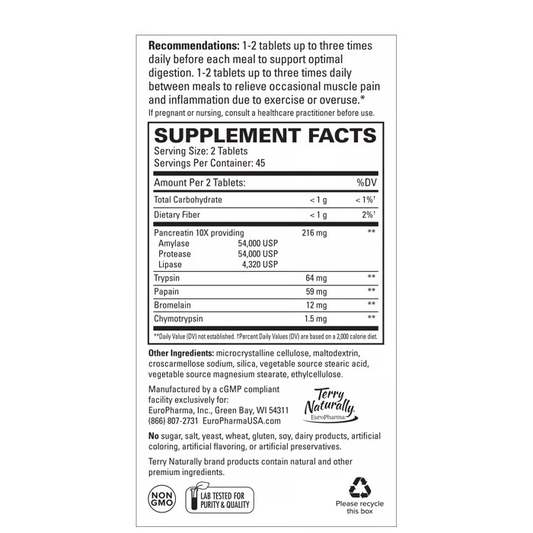 Terry Naturally Clinical Digestive Enzymes 90ct