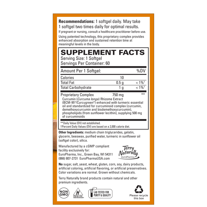 Terry Naturally CuraMed 750mg 60 Softgels