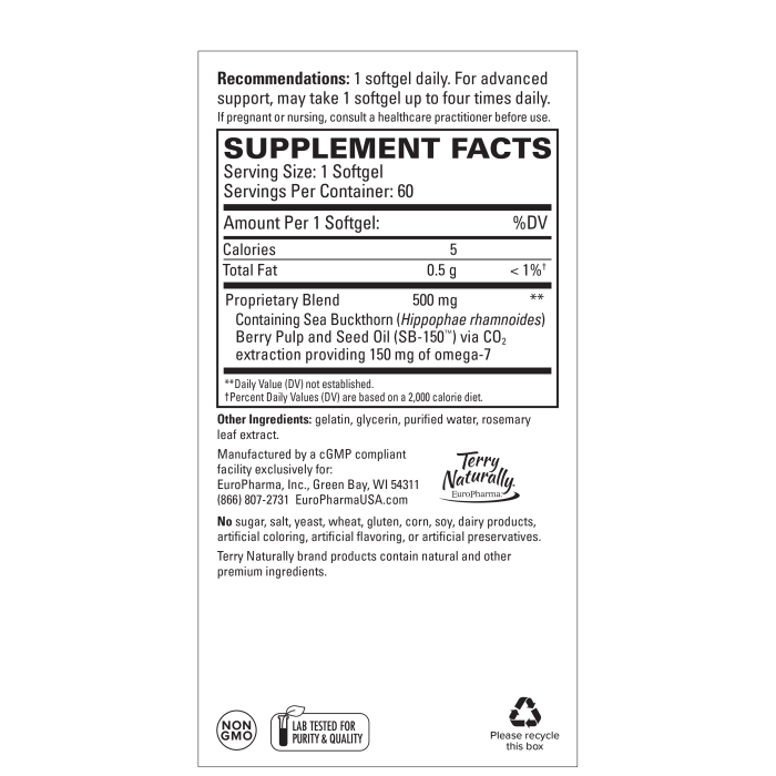 Terry Naturally Omega-7 Sea Buckthorn 60ct