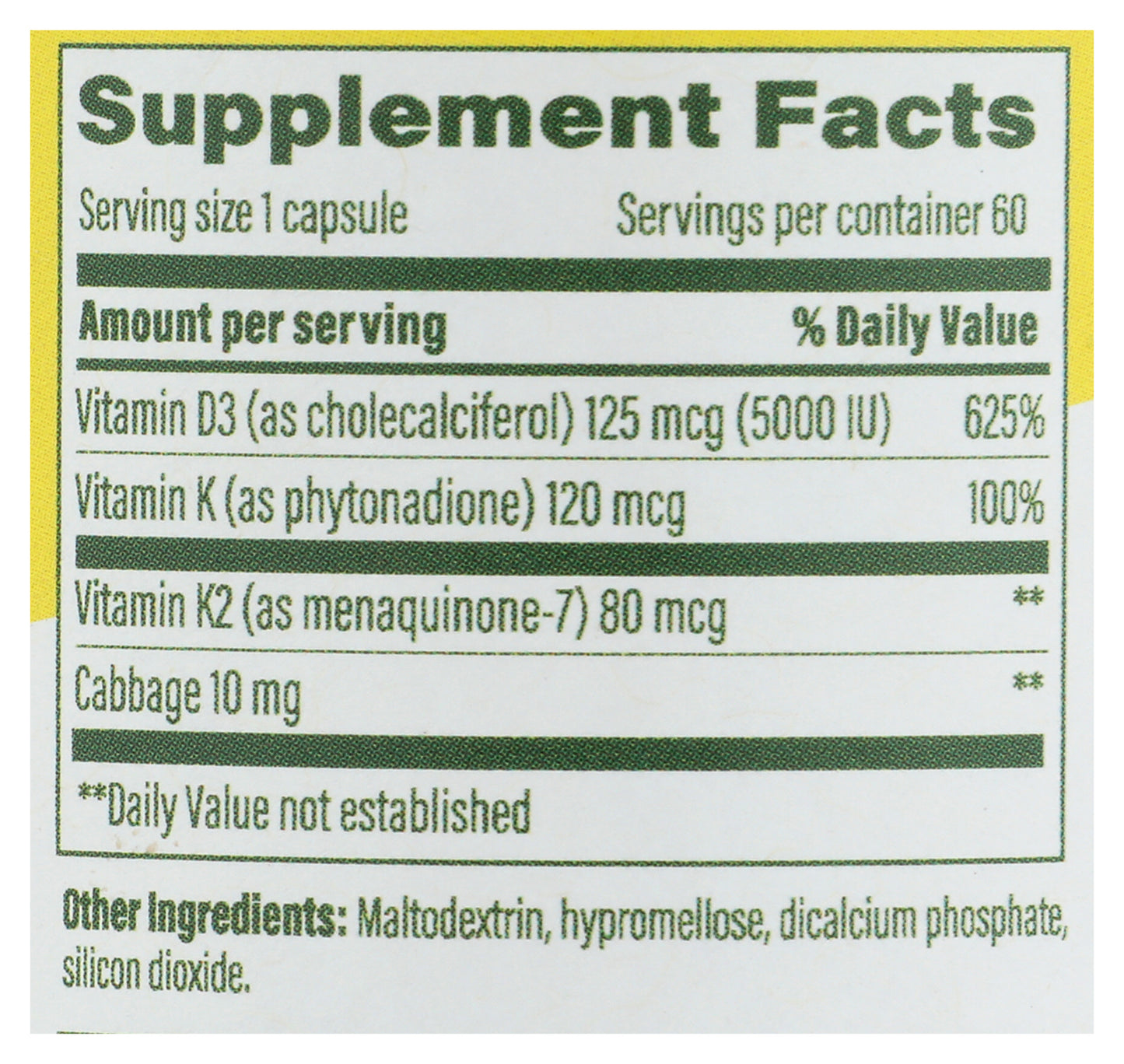 MGF Vit D3 5000 IU w/ K & K2 60 ct