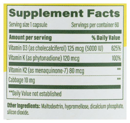 MGF Vit D3 5000 IU w/ K & K2 60 ct