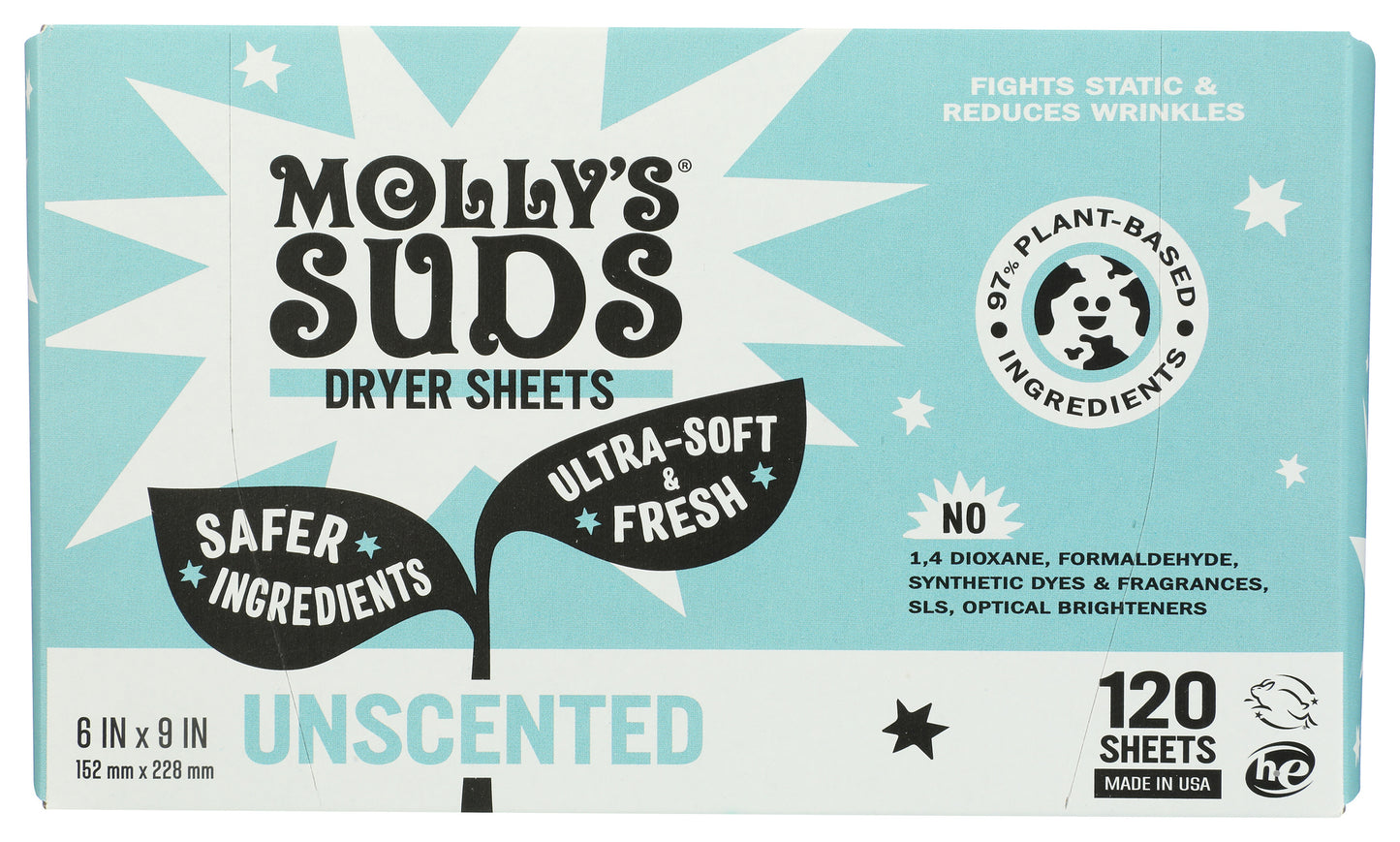 Mollys Suds Dryer Sheets Unscented