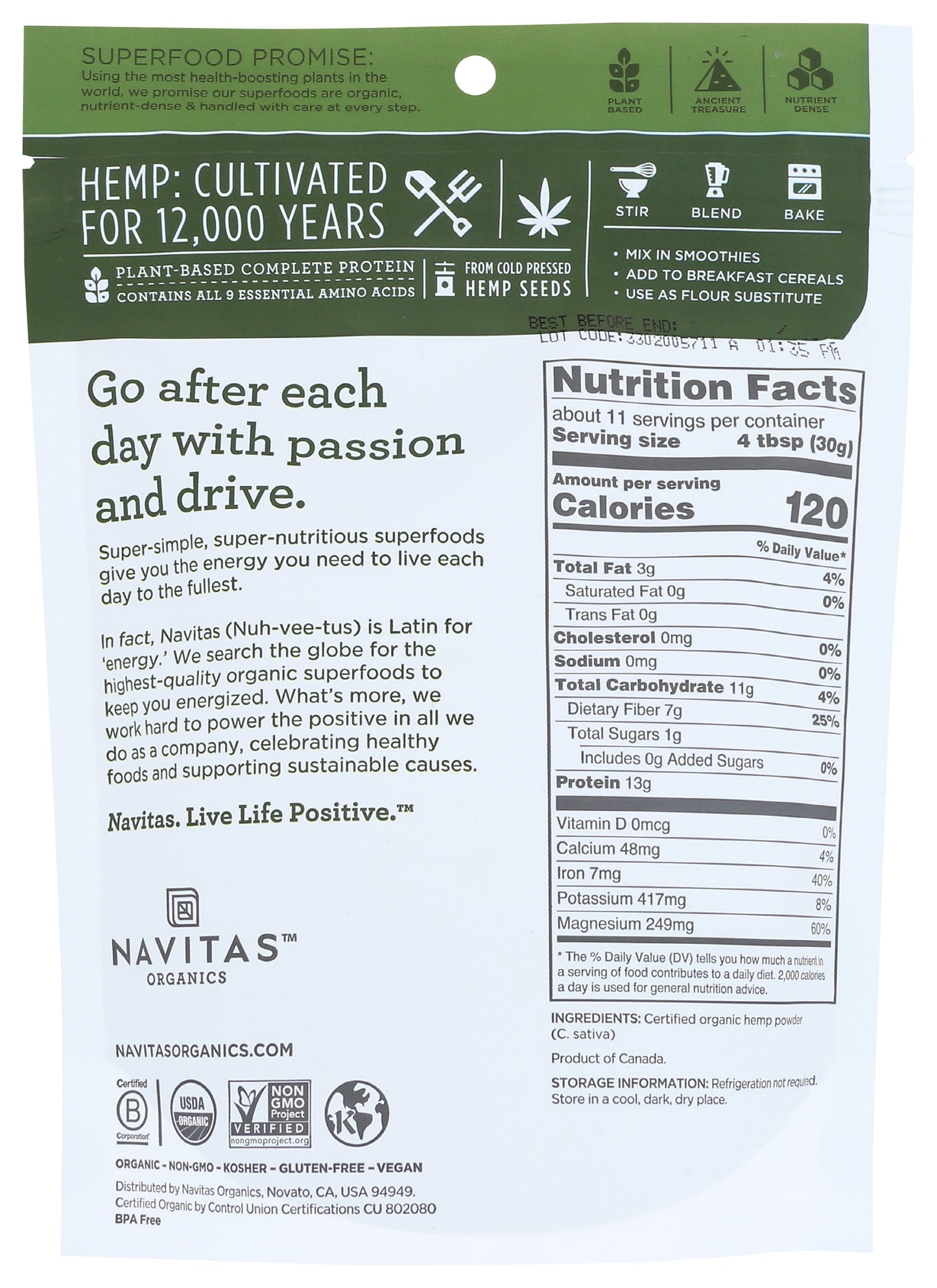 Navitas Hemp Powder 12oz