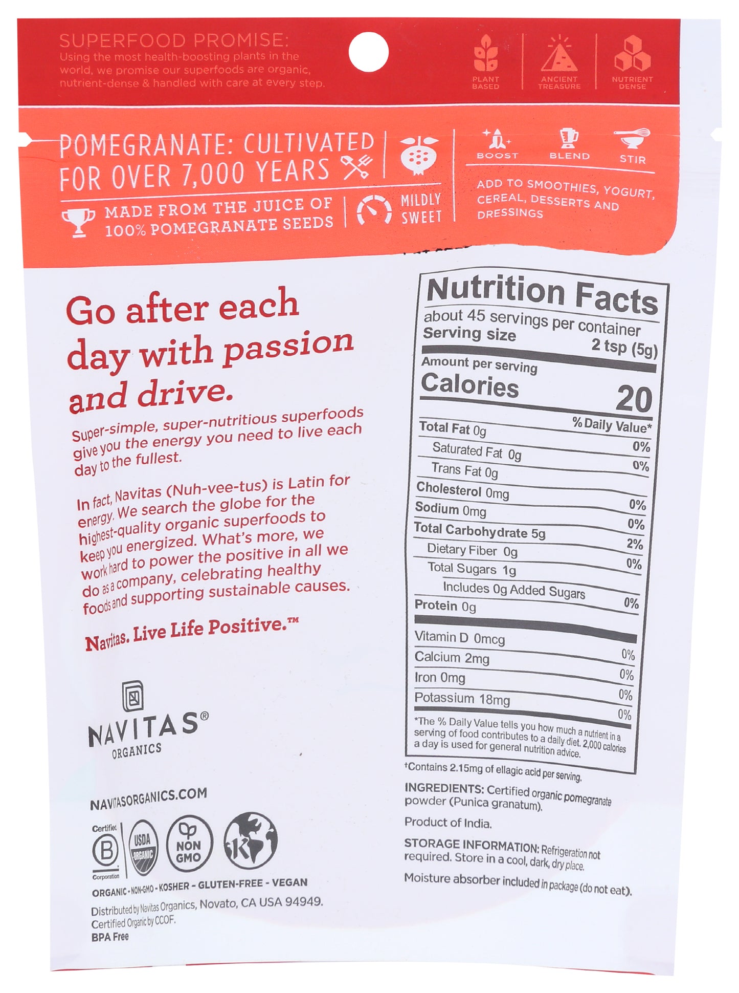 Navitas Organic Pomegranate Powder 8oz