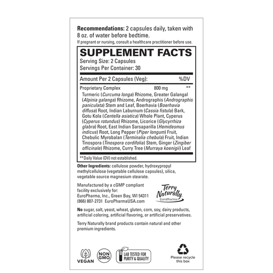 Terry Naturally Ayurvedic Digestive Formula 60ct