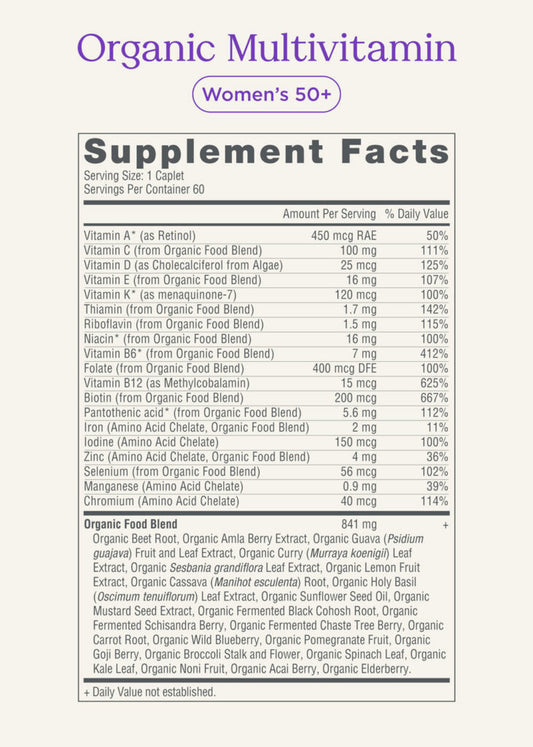 The Good Collective Organic Womens 50+ Multivitamin 60ct
