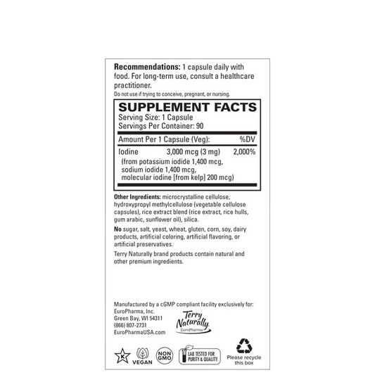 Terry Naturally Tri-Iodine 3mg 90 Capsules