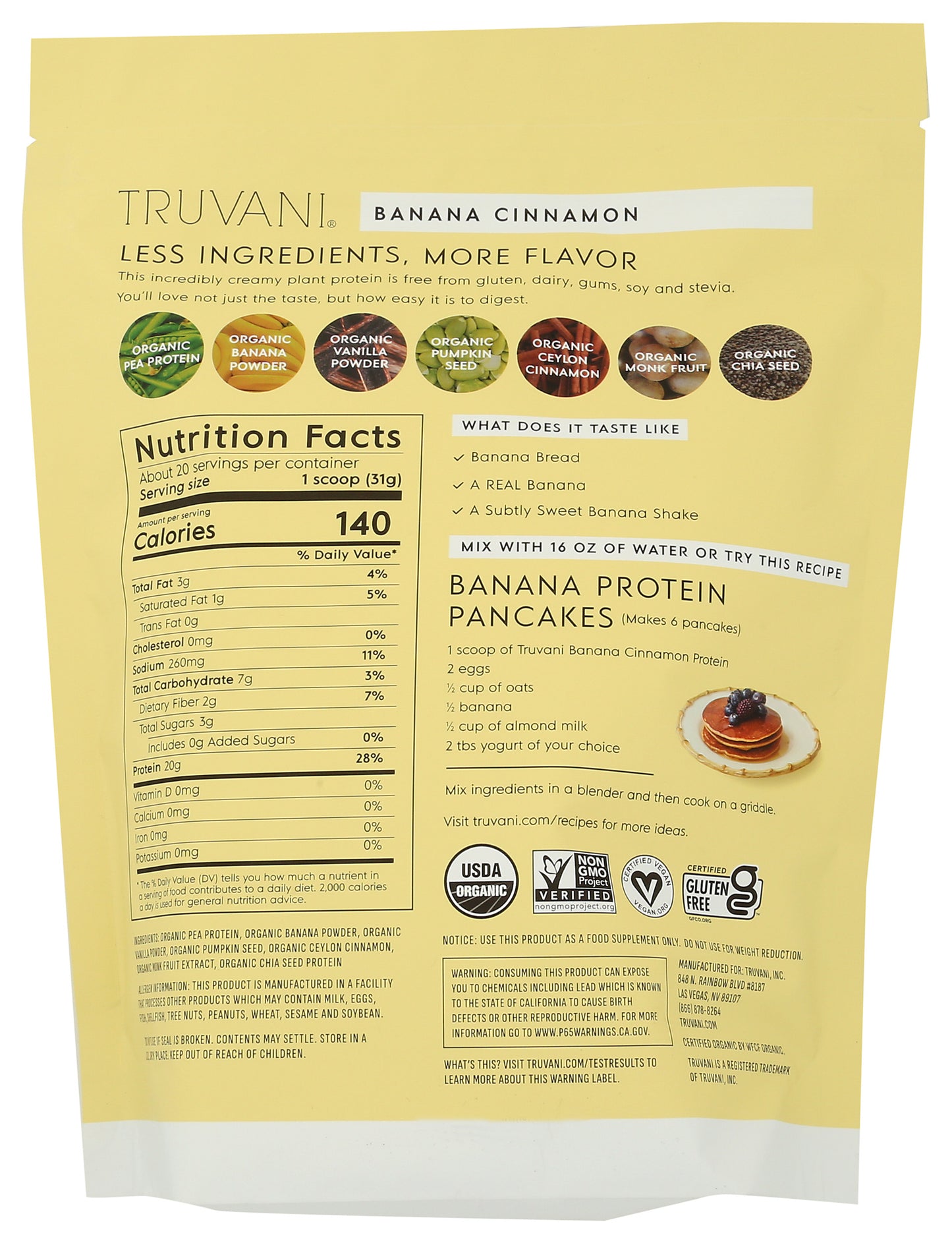 Truvani Banana Cinnamon 20sv