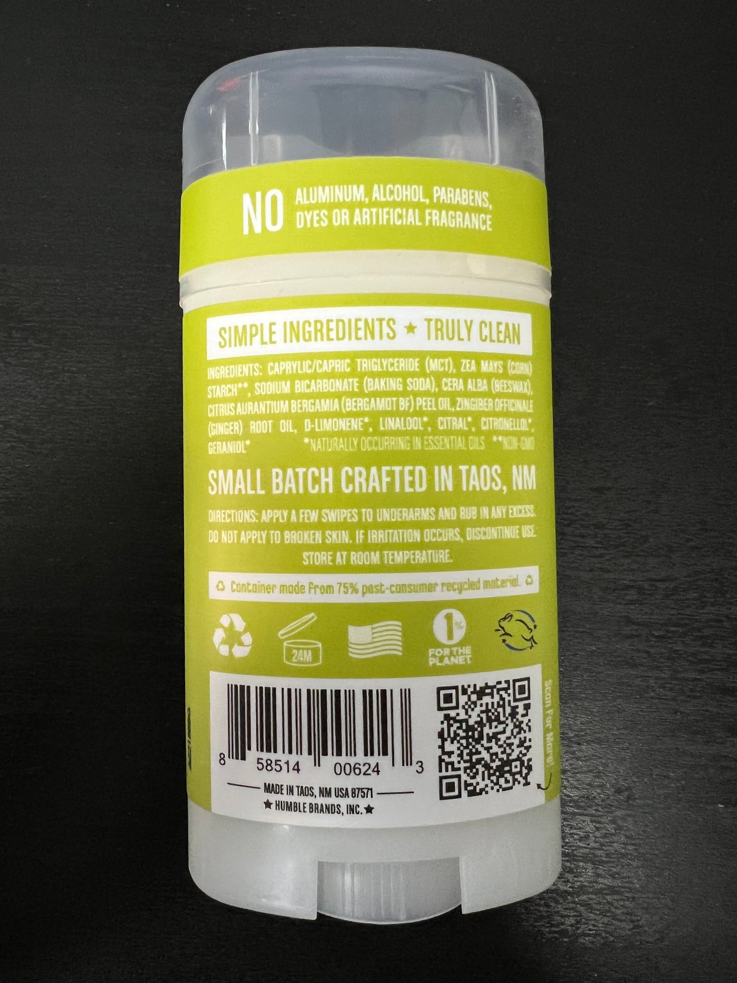 Humble All Natural Deodorant Bergamot & Ginger 2.5oz Back
