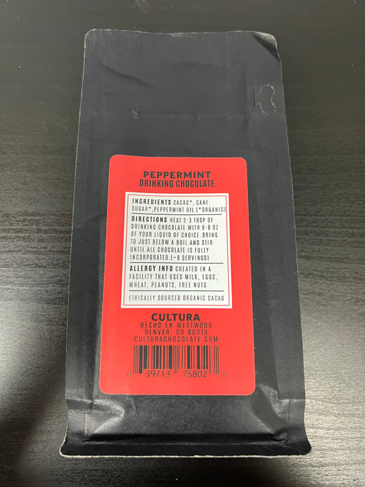 Cultura Peppermint Drinking Chocolate 6 oz Back