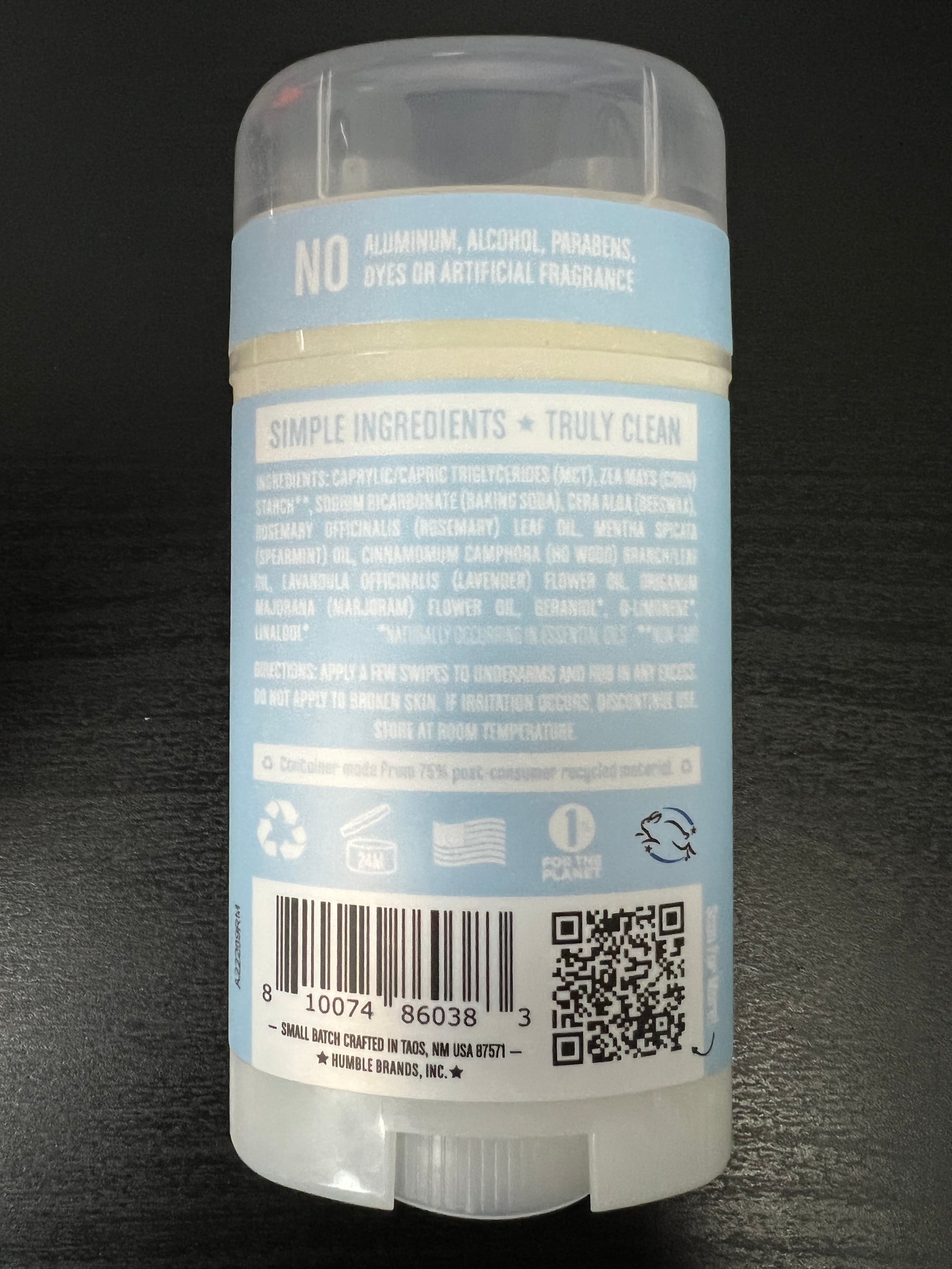 Humble All Natural Deodorant Rosemary & Mint 2.5oz Back