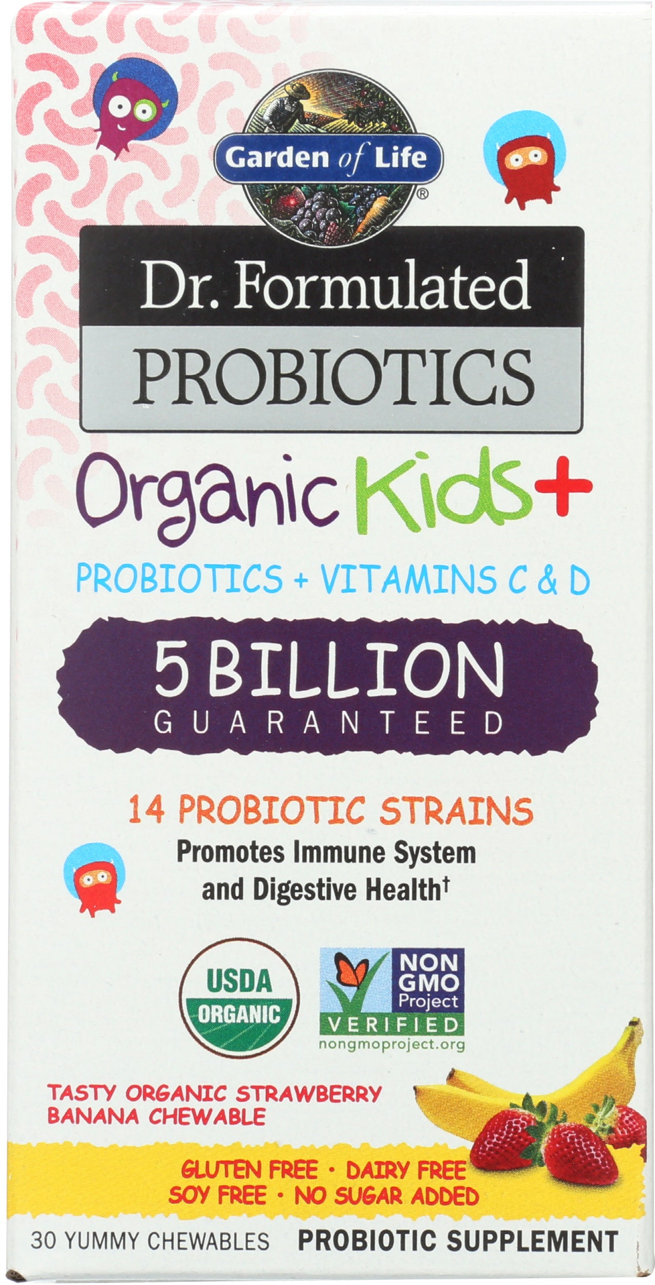 Garden of Life Organic Kids+ Probiotics 30 Chewables Front of Box