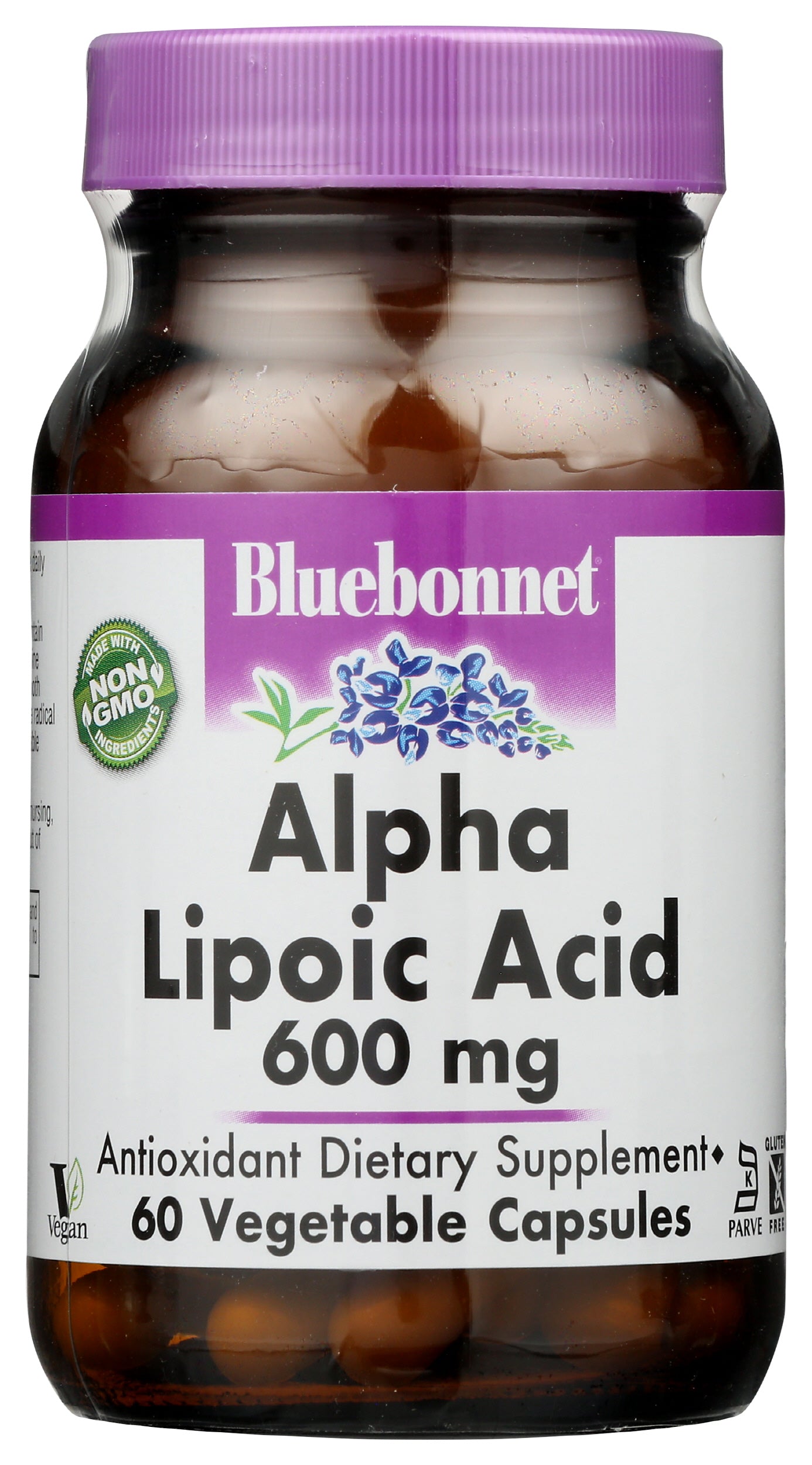 Bluebonnet Alpha Lipoic Acid 600mg 60 Vegetable Capsules Front