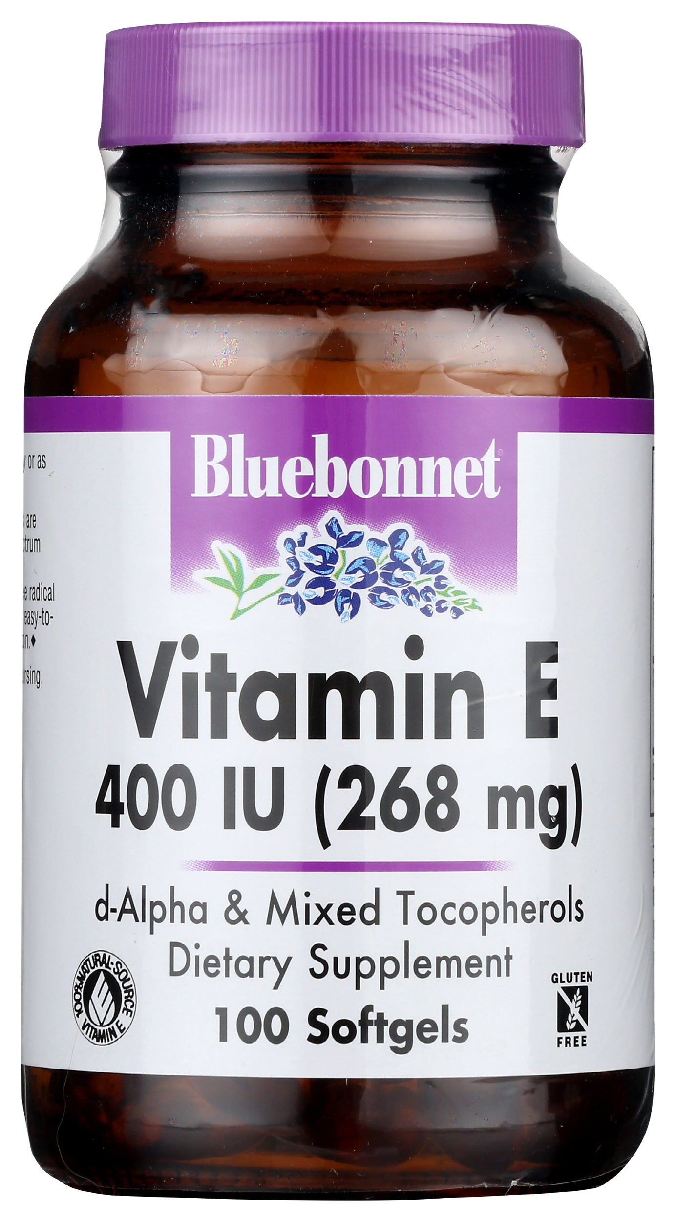 Bluebonnet Vitamin E 268mg 100 Softgels Front of Bottle